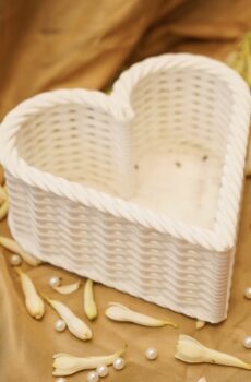 Woven Heart Basket Big Size - White Color