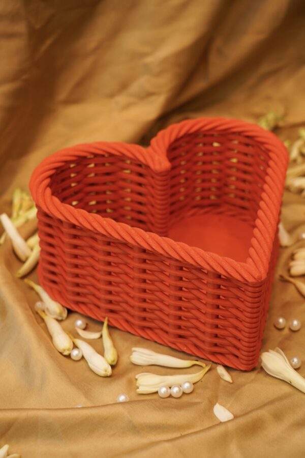 Woven Heart Basket Big Size - Red Color