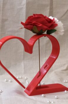 Heart Shape Vase For Rose - Red Color