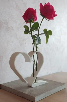 Heart Shape Vase For Rose - White Color