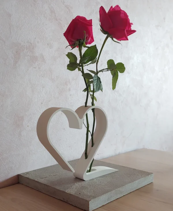 Heart Shape Vase For Rose - White Color