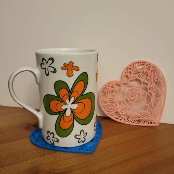 Heart Shape Mandala Coaster (Pack Of 4) - Pink Color