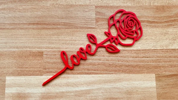 Valentine Love Rose Cake/Bouquet Topper - Red Color